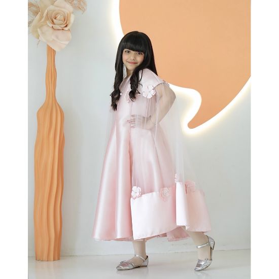 صورة فستان بناتي فراشة لحمي - m3626